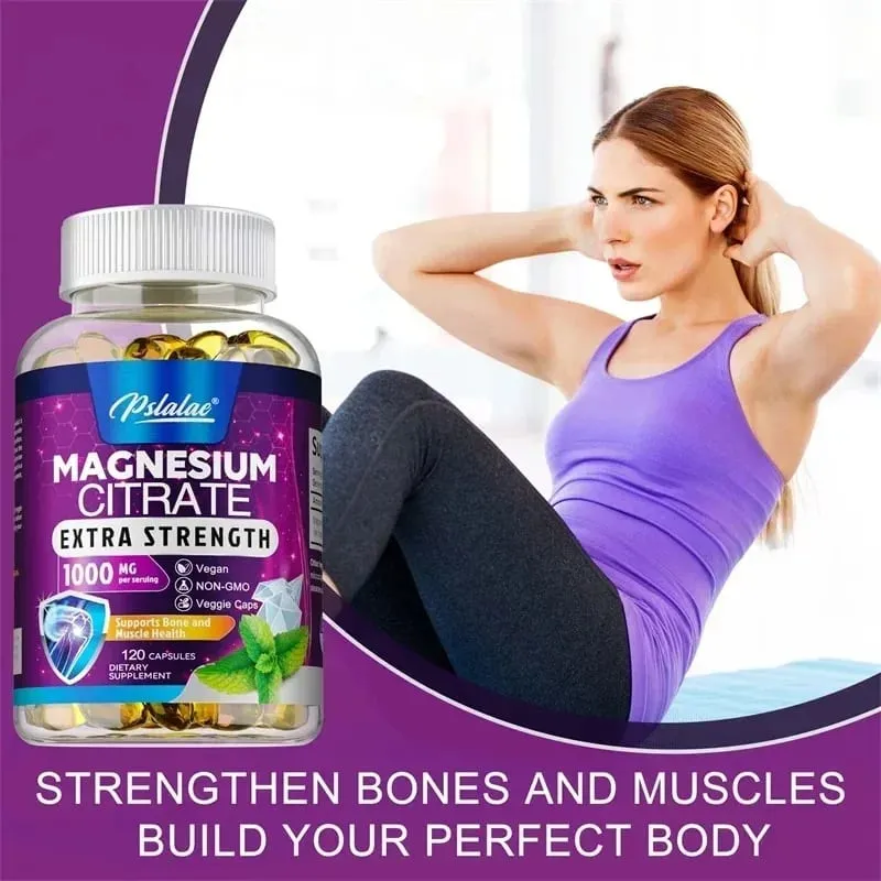 Magnesium Citrate 1000 Mg - Supplement for Stress Relaxation Bone Sleep Heart Health Nerve Muscle & Metabolism