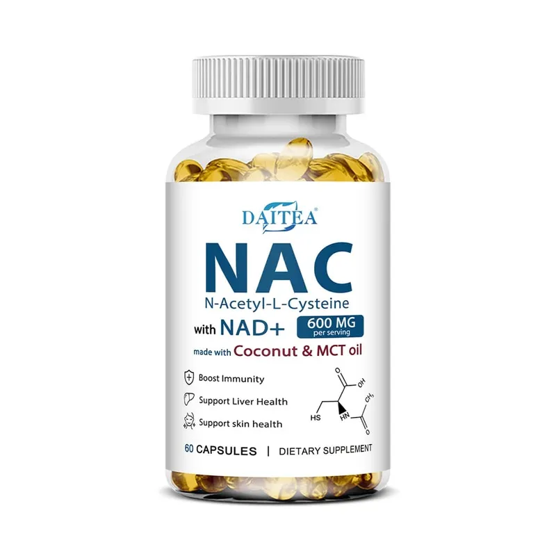 Συμπλήρωμα N-ακετυλοκυστεΐνης NAC με NAD+ Αντιοξειδωτική Υποστήριξη Υποστήριξη Υγεία Ήπατος Υγεία Δέρματος 120 Κάψουλες Χωρίς γλουτένη