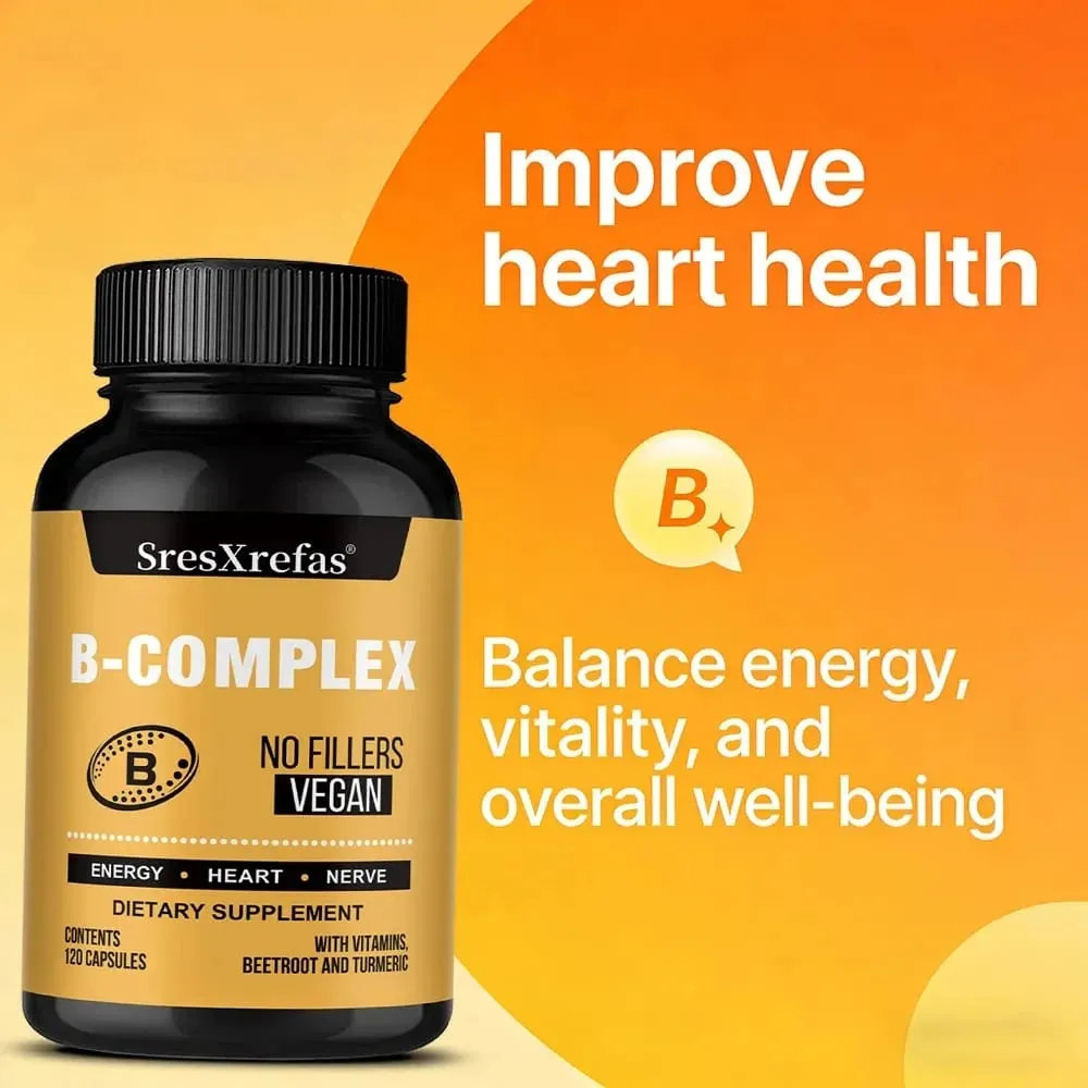B Vitamin Supplements - with B12 for Mood Brain Nervous System Energy Metabolism Relieve Fatigue Heart Health — image 7