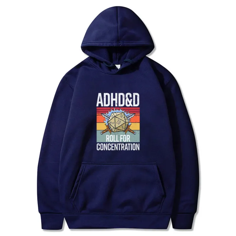 Roll for Concentration 2025 Funny Gamer Dungeons DM RPG Dice Dragon Tops Men Women Cotton Vintage Sweatshirts and Hoodies — image 4