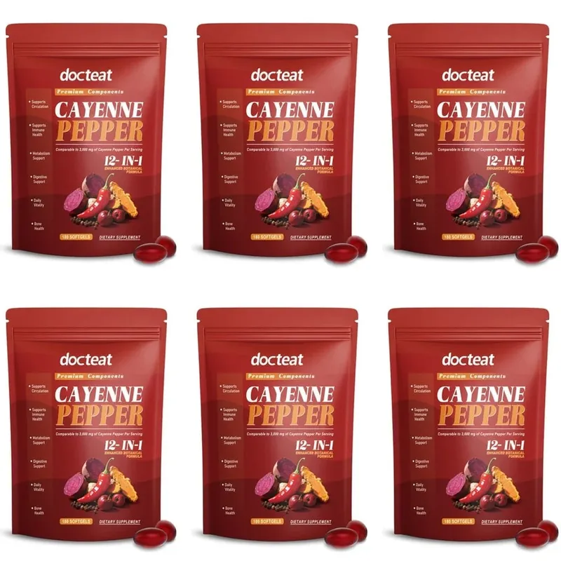 Cayenne Pepper Softgels with 12-in-1 Enhanced Botanical Formula for Antioxidant and Vascular Health Support 180 Softgels — image 12