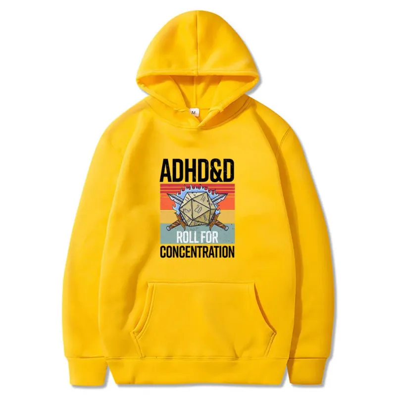 Roll for Concentration 2025 Funny Gamer Dungeons DM RPG Dice Dragon Tops Men Women Cotton Vintage Sweatshirts and Hoodies — image 7
