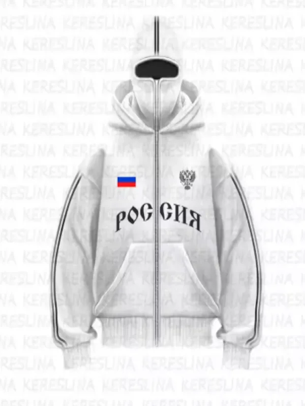 Hip Hop Face Cover Moletom Unissex Solto Preto Zip Up Moletom Design Impresso com Bandeira da Águia — image 7
