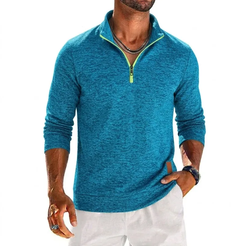 Long Sleeve Quarter Zip Men's Sweatshirt Solid Pullover Man Zip Up Hoodies for Man Casual Mens Coats Male Sweatshirt Poleron Men
