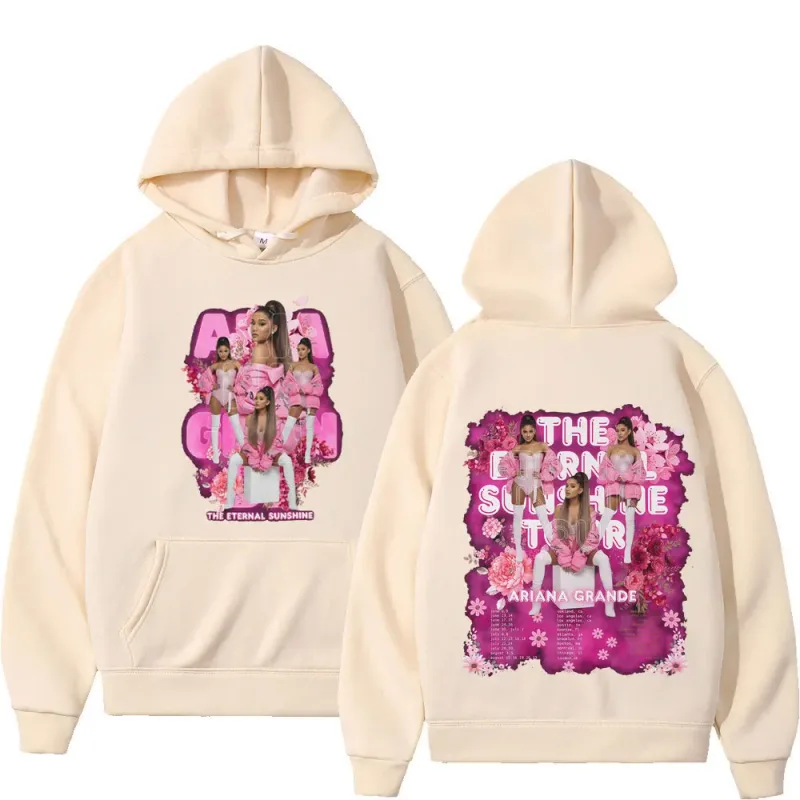 Cantora ariana grande tour 2026 gráfico moletom com capuz masculino feminino moda pulôver mangas compridas solto casual moletom de lã de grandes dimensões