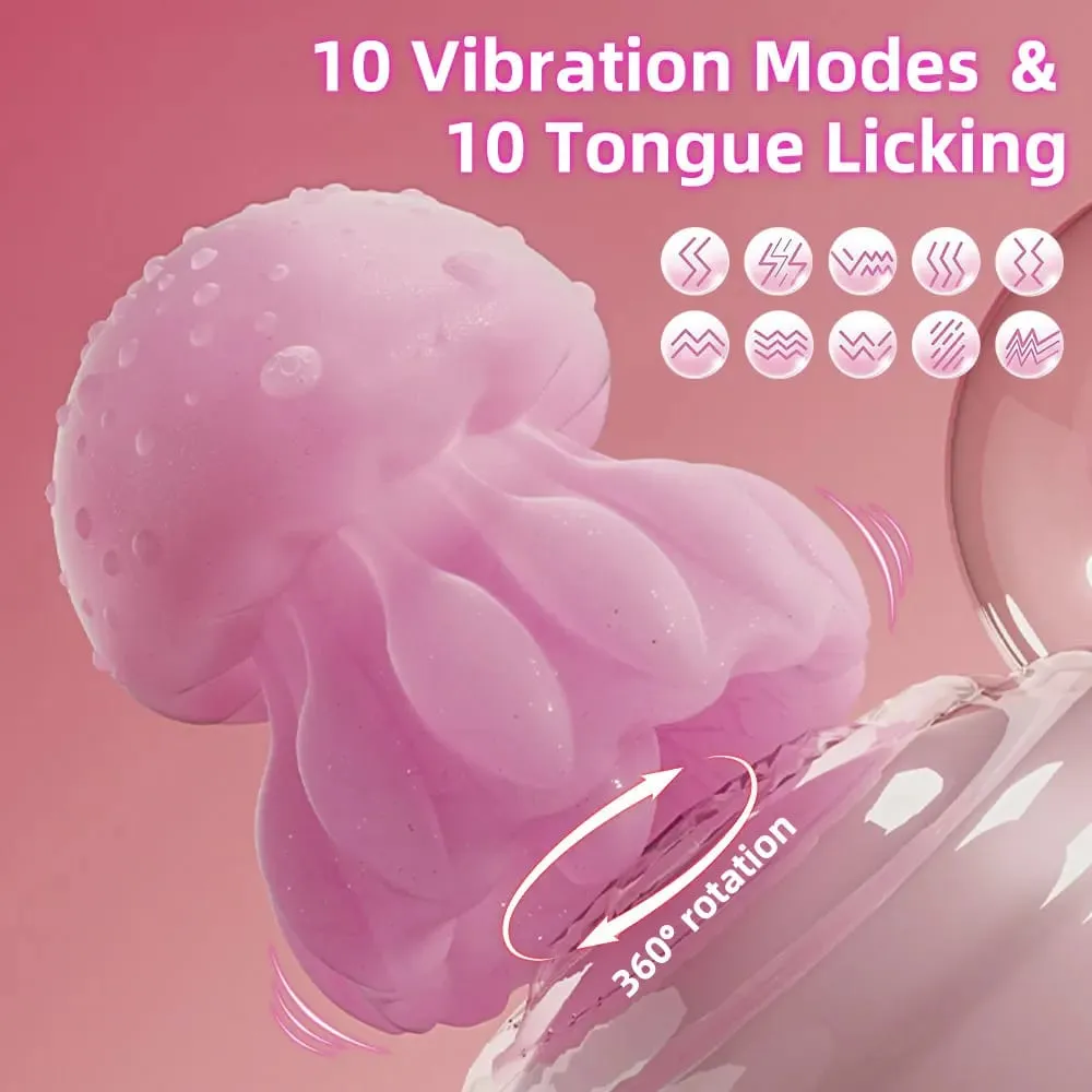 Tongue Licking Vibrator 10 Modes Δόνηση LED Rainbow Color Jellyfish Vibrator Θηλή κλειτορίδα Διεγέρτης σεξουαλικό παιχνίδι για ενήλικες 18 — image 4