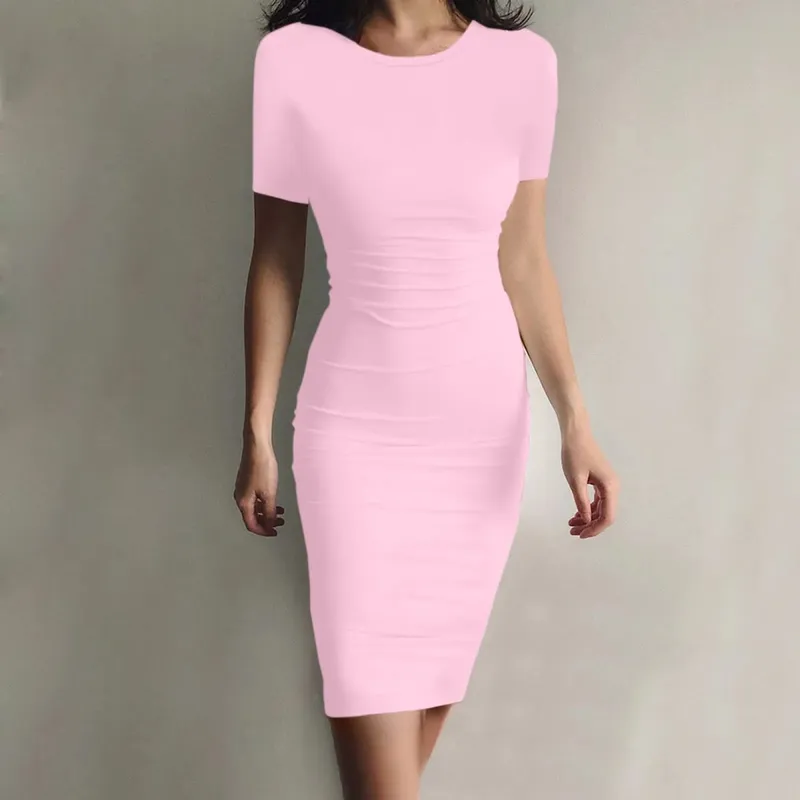 Summer Dress High Stretch Tank Robe Solid Short Sleeve Casual Slim Long Pencil Dress Women Sexy Maxi Dress Elegant Thin Vestido — image 14