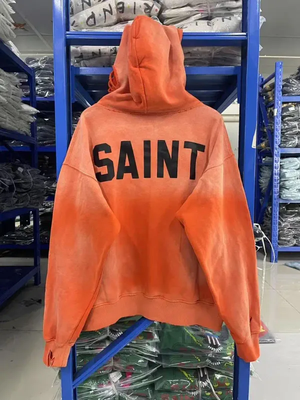 24FW SAINT Vintage Angel Printed Distressed Women Men Hooded Sweatshirt Hoodies Oversized Men Casual Cotton Pullover Hoodie — image 29
