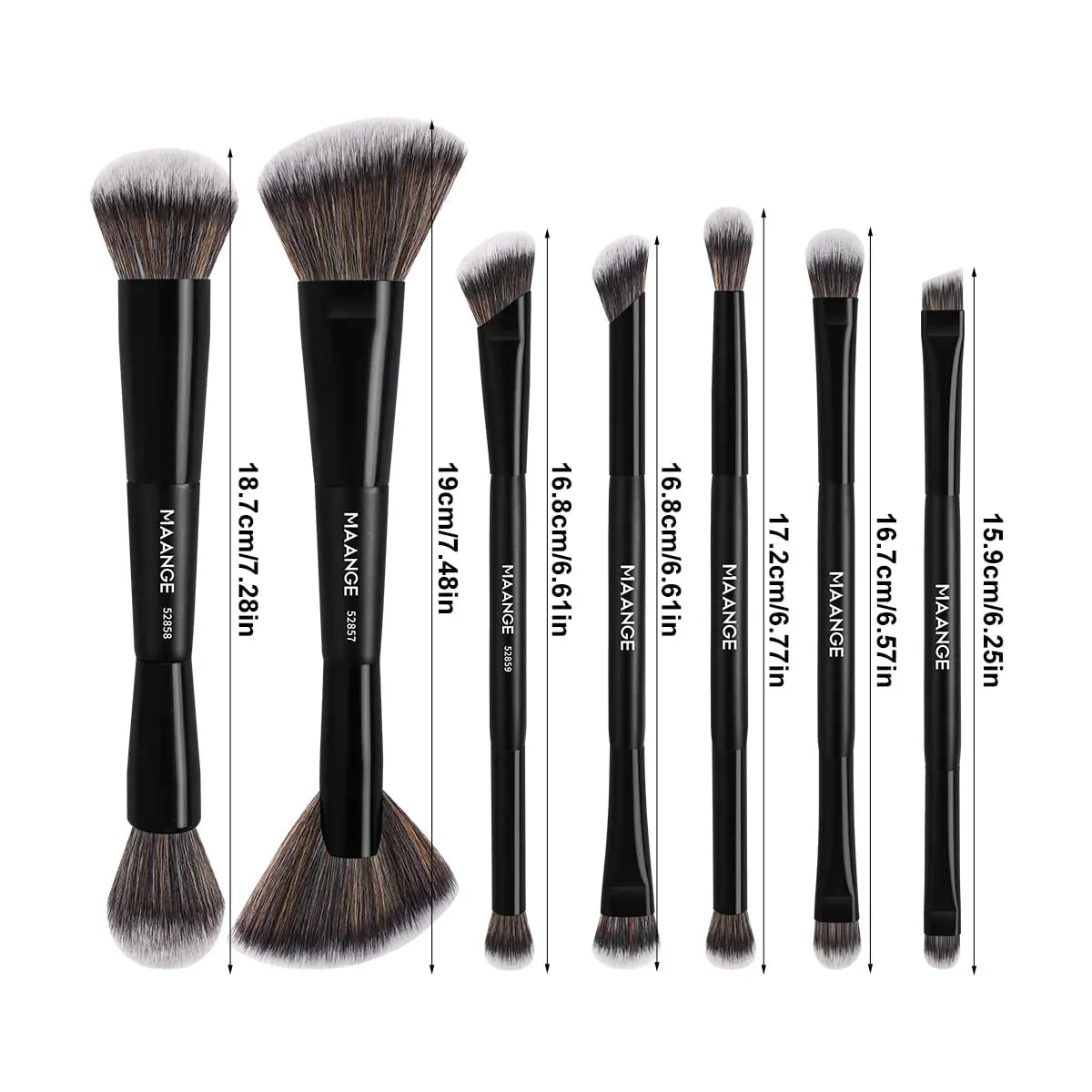 7pcs Professional Dual-ended Makeup Brushes Soft Dense Hair for Foundation Powder Blush Eyeshadow Makeup Accessories Gift