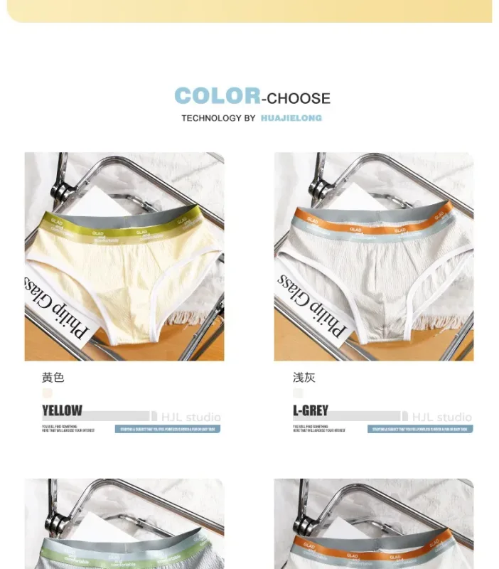 Summer New Men's Solid Color Cotton Briefs, Minimalist Breathable Thin Underwear, Trendy Trunks Male Bikini Underpants 3256812635450502 — image 10