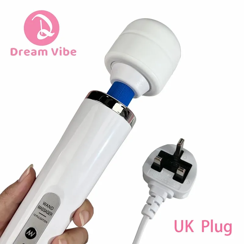 Cabled Mega Wand UK Plug Wand Massager with Wire Super Powerful 10 Vibrations Pleasure Women Sex Sports Recovery Muscle Aches