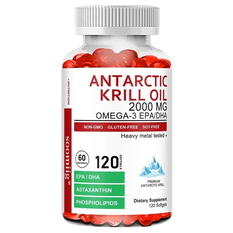 Antarktisz Krill olaj kapszula 2000 mg Omega-3 EPA és DHA asztaxantin-kiegészítővel, a Red Krill Maximum Strength termékéből