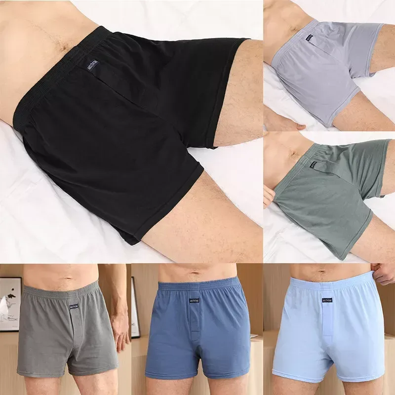 Boxer masculino pantie lote underpant solto grande curto algodão plus size roupa interior para homem boxer briefs sólido médio masculino boxer — image 7