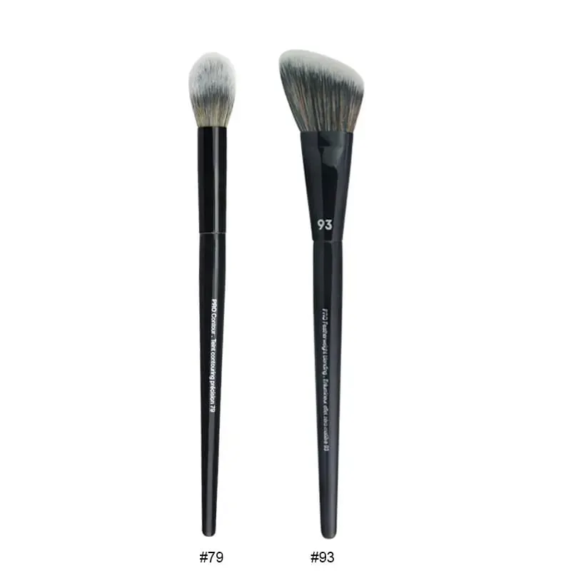 2 pièces/ensemble pinceaux de maquillage noirs Pro poudre de cheveux synthétiques ombre à paupières tache point culminant fond de teint aérographe diffuseur pinceau de maquillage — image 24