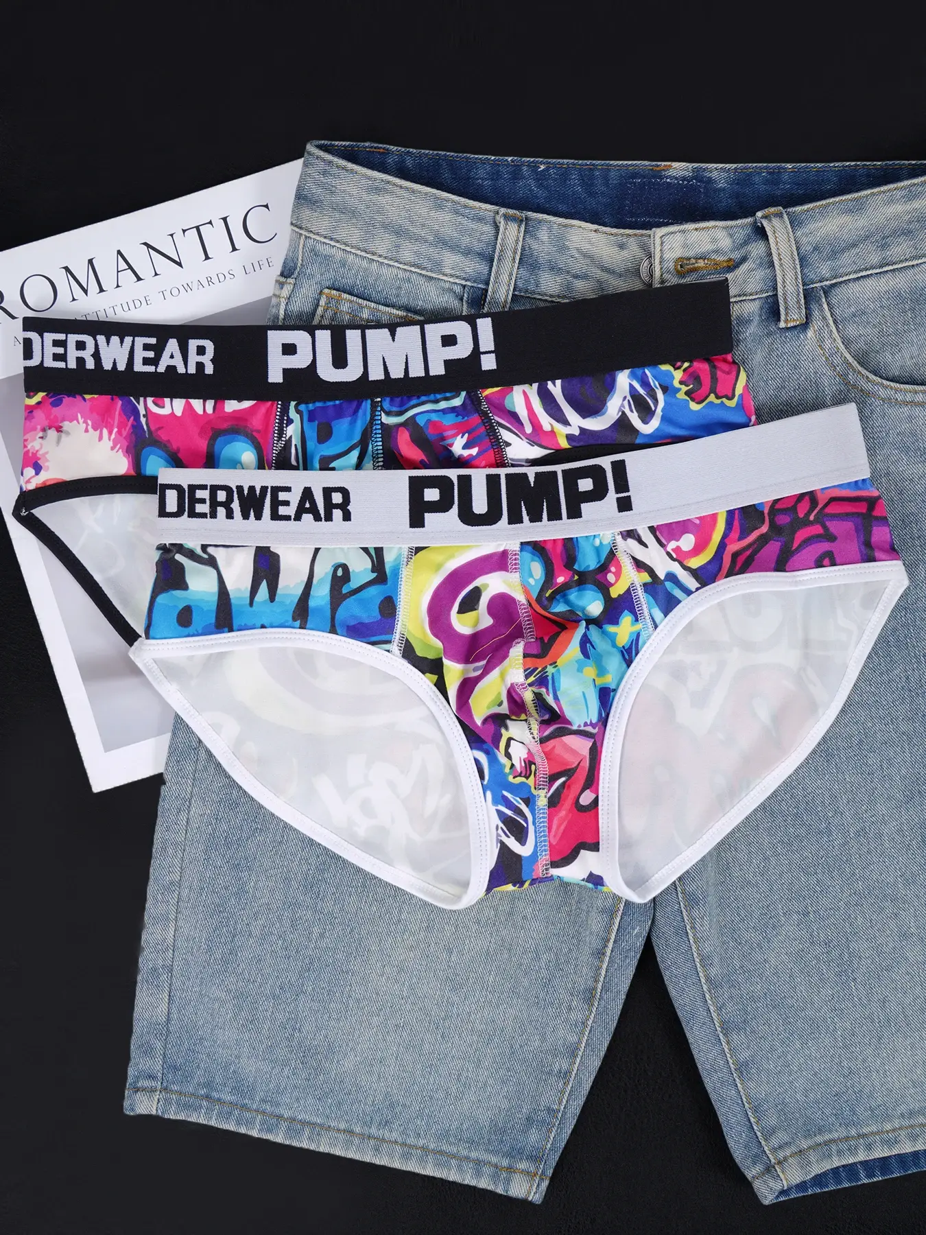 Men’s Graffiti Print Triangle Underwear Elastic Waistband Ice Silk Breathable Underwear 3256811822635074 — image 2