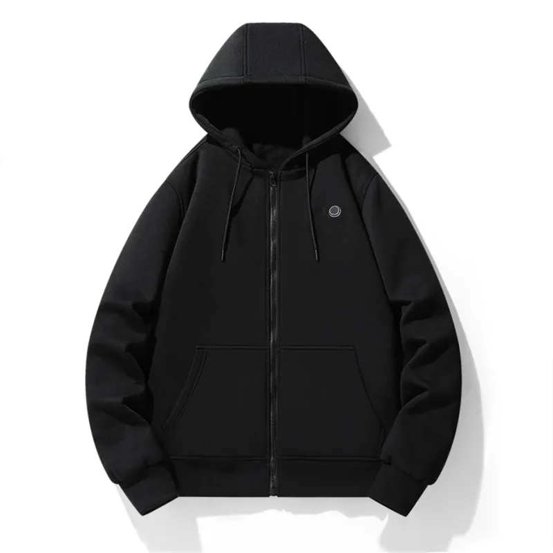Hoodies de aquecimento usb masculino inverno elétrico aquecido hoodies jaquetas com zíper aquecido com capuz infravermelho 5 áreas de aquecimento jaqueta preto cinza — image 1