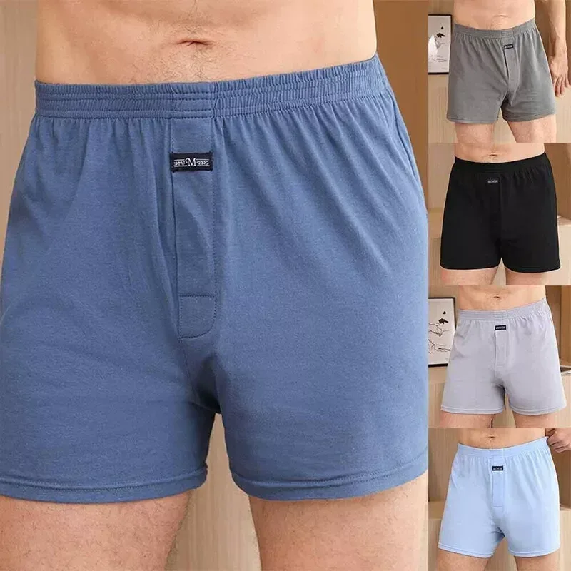 Boxer masculino pantie lote underpant solto grande curto algodão plus size roupa interior para homem boxer briefs sólido médio masculino boxer — image 8