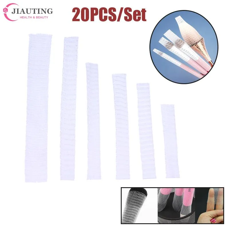 Filet de protection en maille Flexible, 20 pièces, gaine de couverture, brosses de maquillage cosmétiques blanches, outil pratique de maquillage — image 2