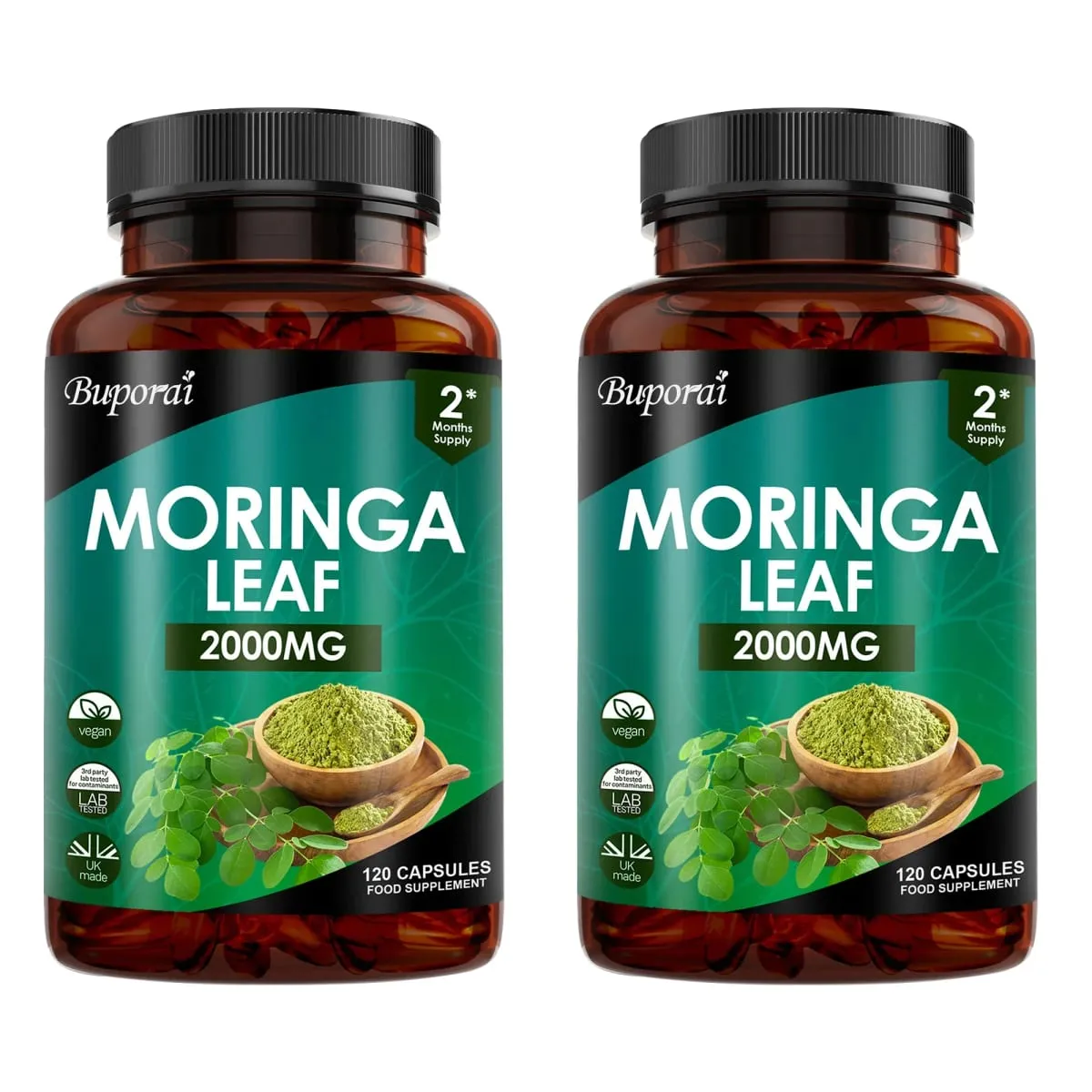 Moringa Leaf Capsules - Supports Digestive and Intestinal Health Antioxidants Nourishes Skin Improves Energy Levels