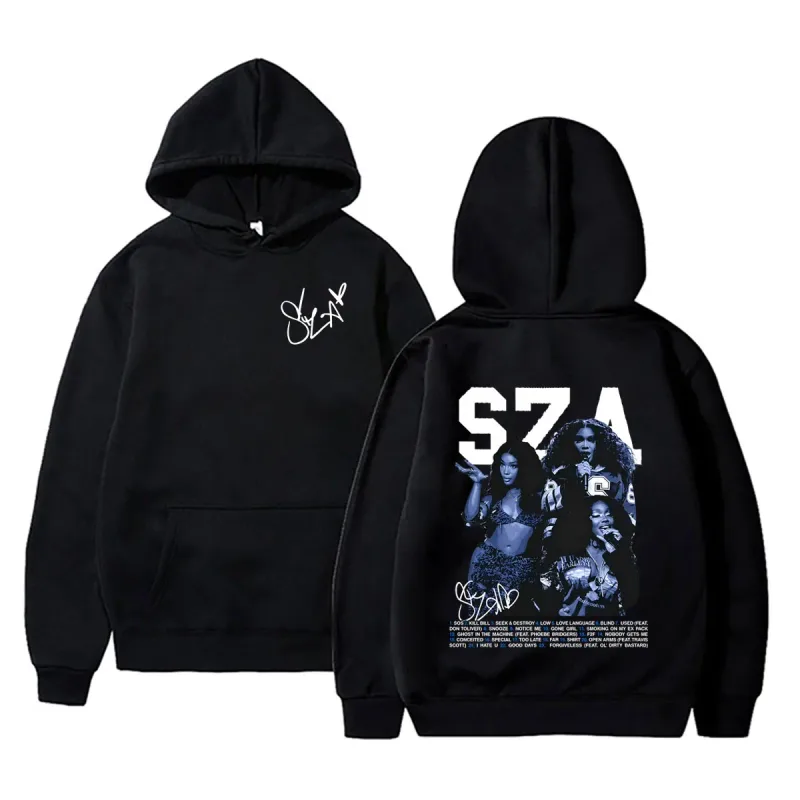 Hot Rapper SZA SOS Graphic Hoodie Men Women Hip Hop Fashion Oversized Hooded Sweatshirt Unisex Vintage Casual Pullover Hoodies — image 1