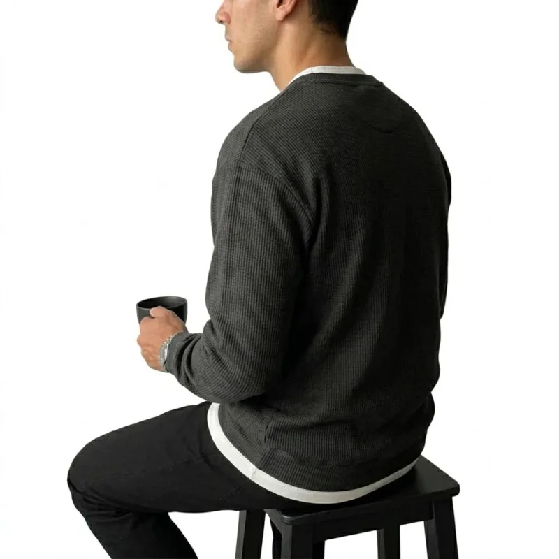 New Long Sleeve Sweatshirts for Men Casual T-Shirts Luxury Men's Coats Waffle Crew Neck Hoodie Men Poleron Breathable Tshirts — image 4