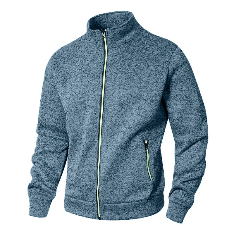 Panlalaking Stand Collar sweatshirt kaswal na zipper Cardigan Jacket sa labas ng Long Sleeve Solid Color Pullover Magaang Streetwear — image 2
