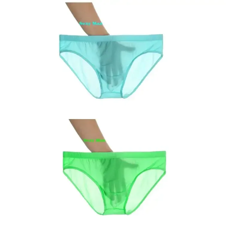 2 pçs ultra fino cuecas de seda gelo masculino plus size M-4XL cor sólida juventude translúcido cintura baixa respirável sexy calcinha masculina — image 15