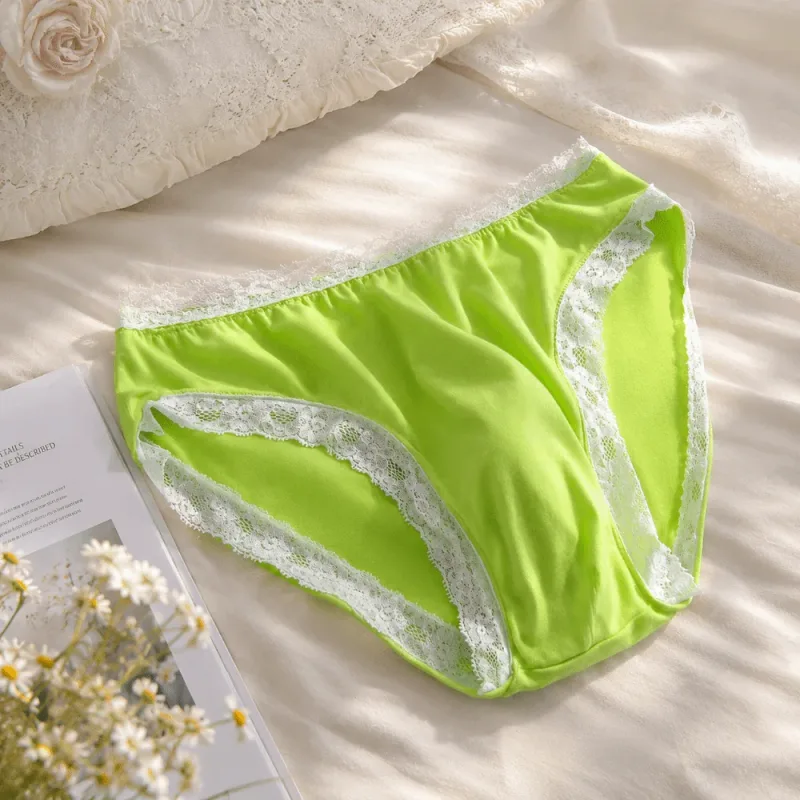 Breathable Ice Silk Men's Underwear Lingerie Low Waist Men's Lace Trim Briefs Panties U-Convex Pouch Brief Youth — image 11