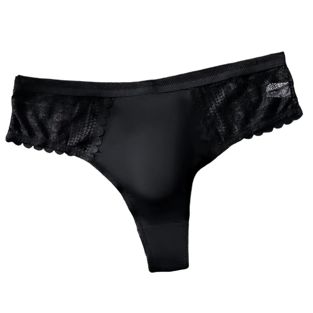 1pc Men's Sexy Lace Briefs Seamless Ice Silk G-String Underwear 3D Bulge Pouch Solid Thong High Elastic Breathable Panties — image 6
