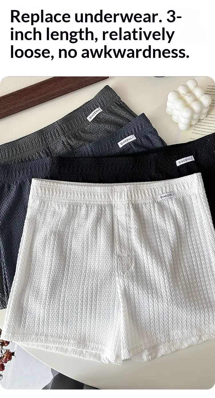Bagong Men's Ice Silk Jacquard Boxer Shorts, Maluwag at Makahinga, Malaking Sukat, Square-Cut, Kaswal sa Bahay Simpleng Panlalaking Kasuotan — image 6