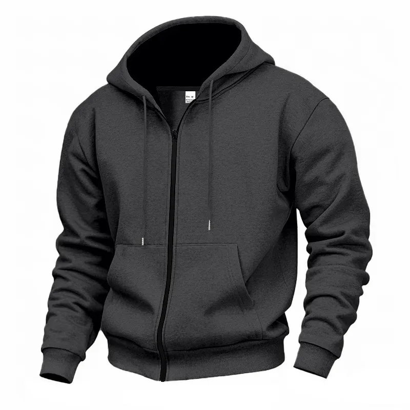 Novo 2026 outono casual sólido manga longa zíper com capuz moletom casaco masculino moda ao ar livre roupas esportivas jaquetas — image 46