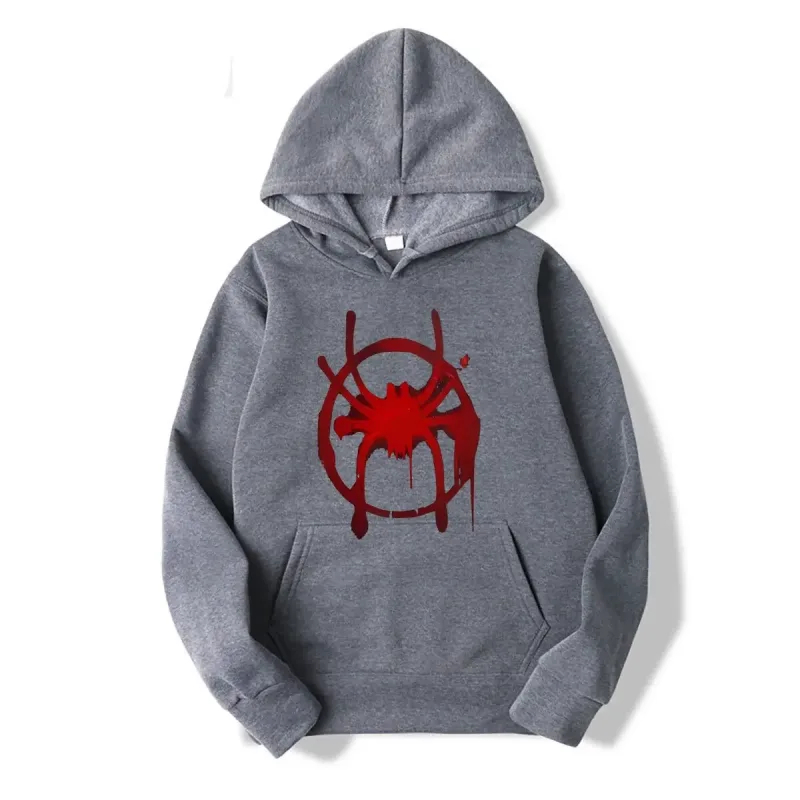 Sportkläder för män och kvinnor. Ny svart huvtröja. Miles Morales Spider Symbol Print Sweatshirt för män. — image 3