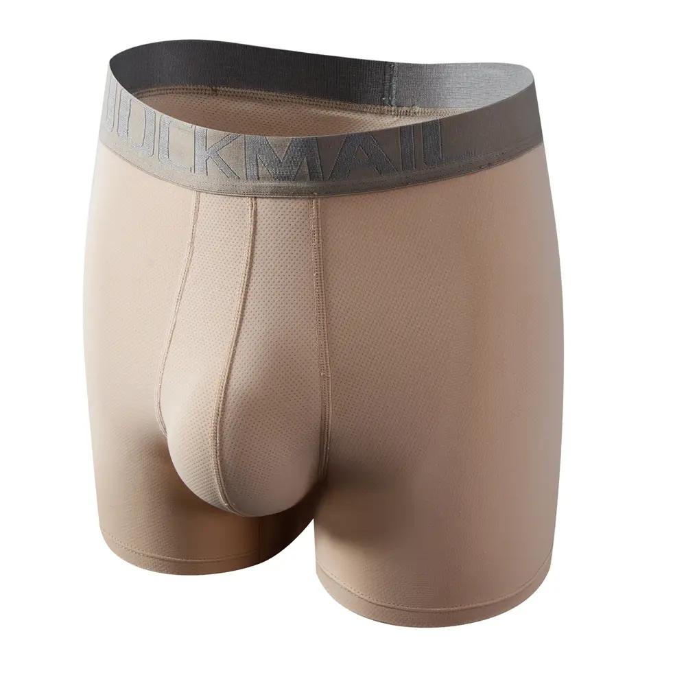 Sexy roupa interior masculina boxer 3d em forma de rede bolsa projetada painéis de malha respirável masculino boxershorts tronco cuecas masculinas