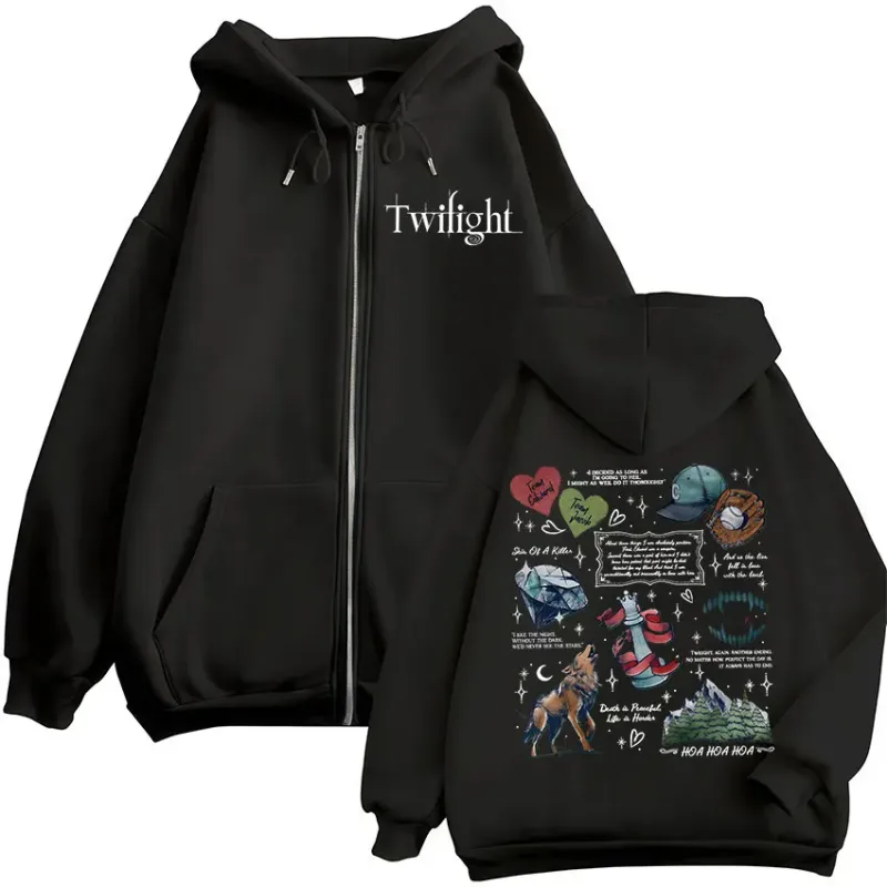 Movie Twilight Vampire Wolf Romance Zipper Hoodies Edward Cullen Men's Women Clothing Fashion Hip Hop Zip Up Hooded Sweatshirts