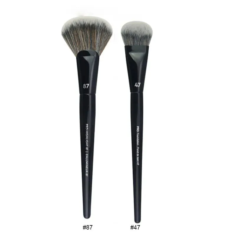 2 pièces/ensemble pinceaux de maquillage noirs Pro poudre de cheveux synthétiques ombre à paupières tache point culminant fond de teint aérographe diffuseur pinceau de maquillage — image 28