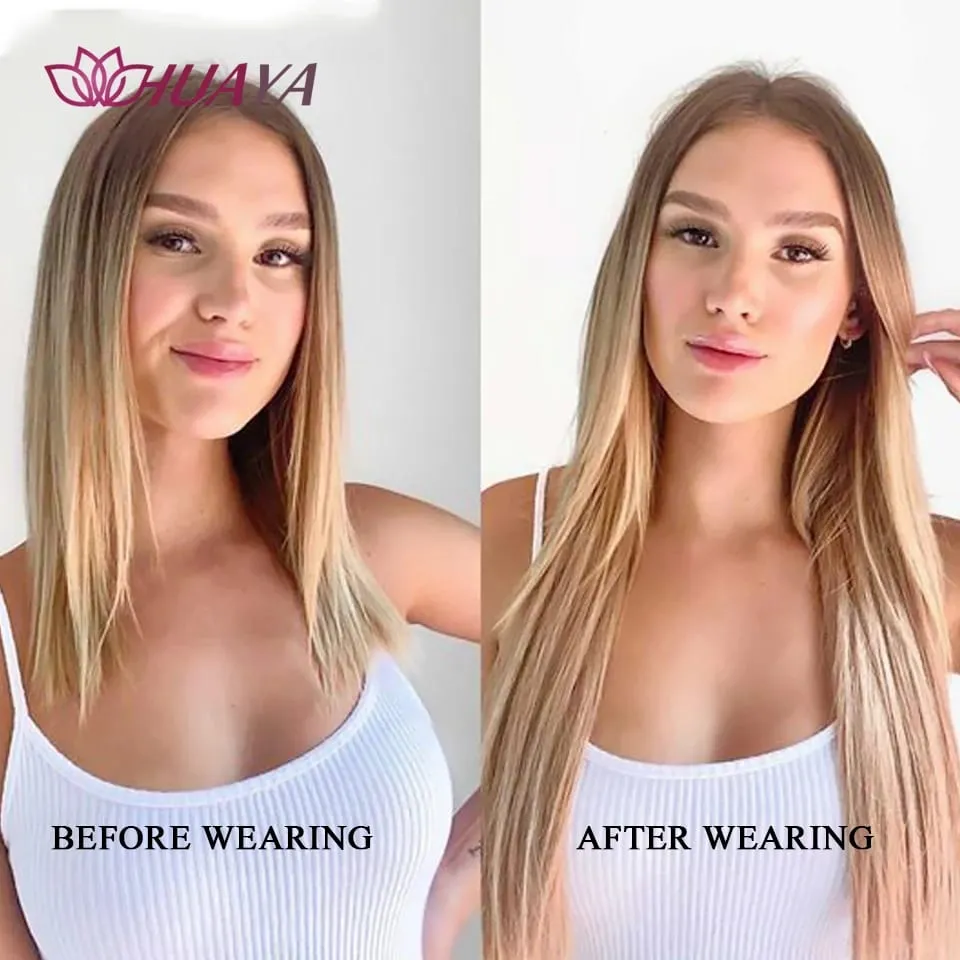 חוט סינטטי ארוך ישר בלתי נראה ללא קליפסים בתוספות שיער חתיכות שיער מזויפות פיסות שיער קו דג סודי לנשים — image 5