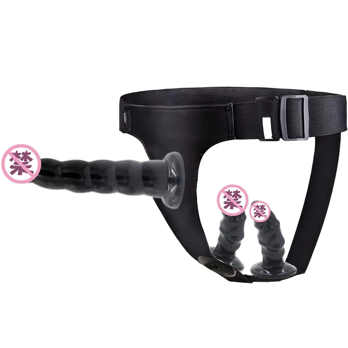 Factory Direct Triple - Prong Lesbian Strap - on: Δερμάτινο παντελόνι φορεμένο με ρεαλιστικά ερωτικά παιχνίδια για ενήλικες χονδρικής σεξ — image 4