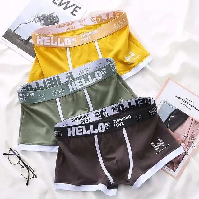 1st män boxershorts i bomull Trosor Underkläder3 färger L XL 2XL 3XL Mjukt brevbälte Andas Mjukt Mode Sport
