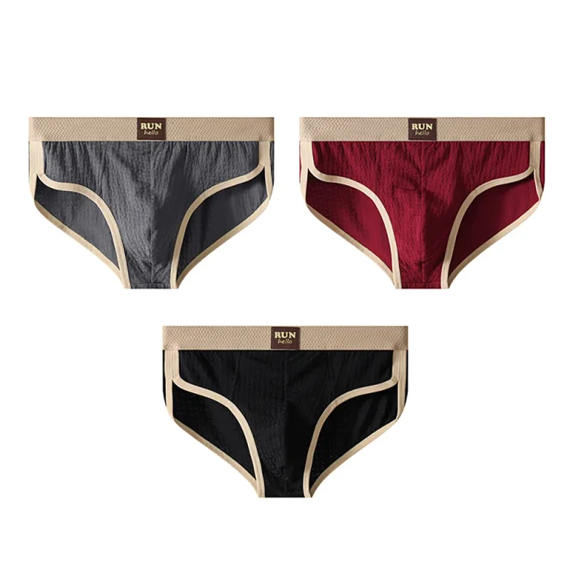 3PCS/Pack 100% Cotton Delicate Jacquard Men's Brief Antibacterial Breathable Crotch Men's Panties Soft Stretch Underwear for Man — image 1