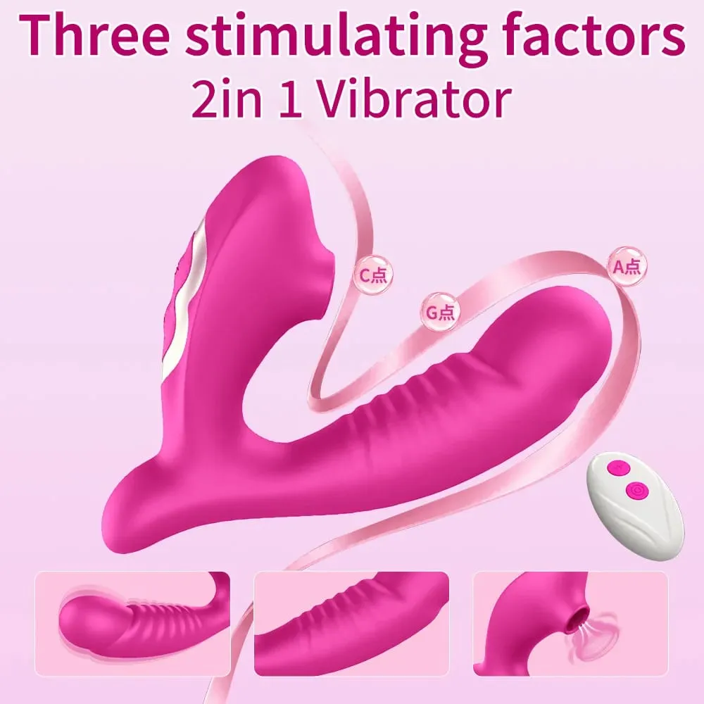 2 AZ 1-BEN nyomószívó vibrátor női vagina G-pont 10 üzemmódú vibráló mellbimbó Clitorális masszírozó szexjáték női párnak — image 3
