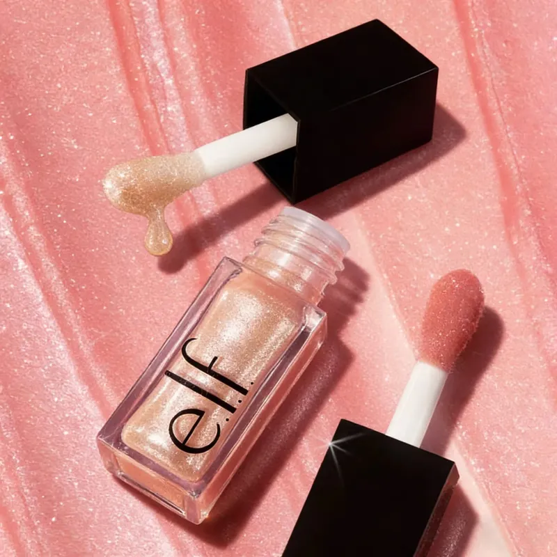 ELF Fashion Makeup Cosmetics Liquid Foundation Concealer וליפ גלוס מבהיר עם אורות מהבהבים Lip Oil Glossy Finish — image 5