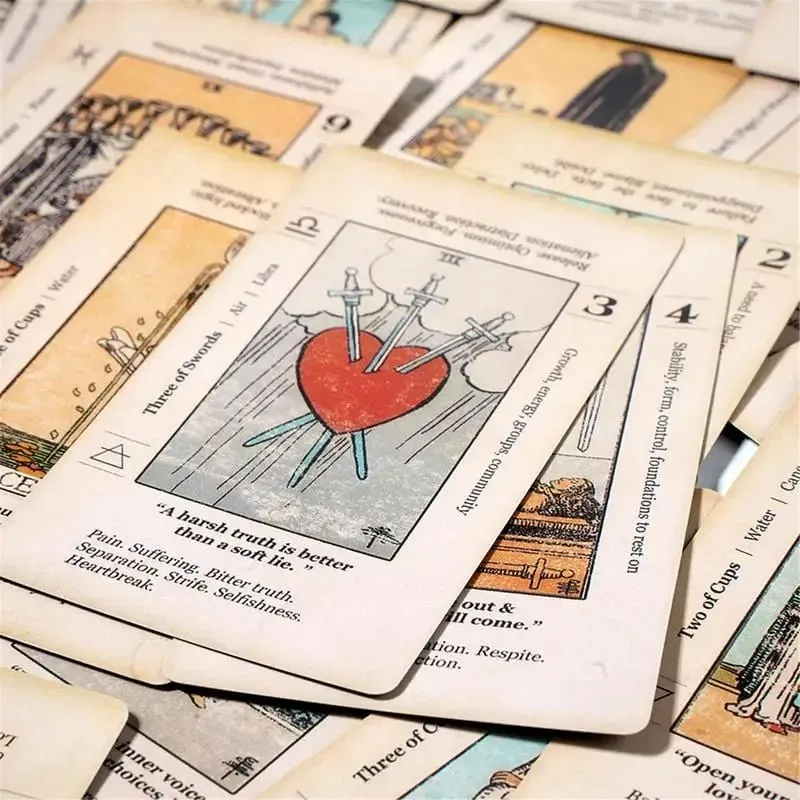 Tarot Card With Meaning On Them Beginner Tarot Keyword Antiqued Tarot Deck Learn Tarot 78 Cards Reversed — image 2