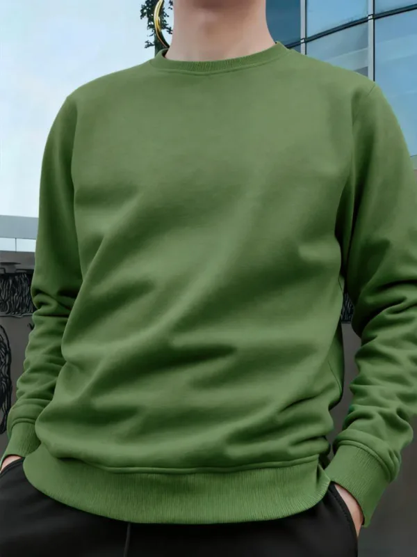Men's Crew Neck Pullover Solid Color Large Sweatshirts Spring Autumn Outdoor Jogging Tops Men Casual Hoodies Streetwear