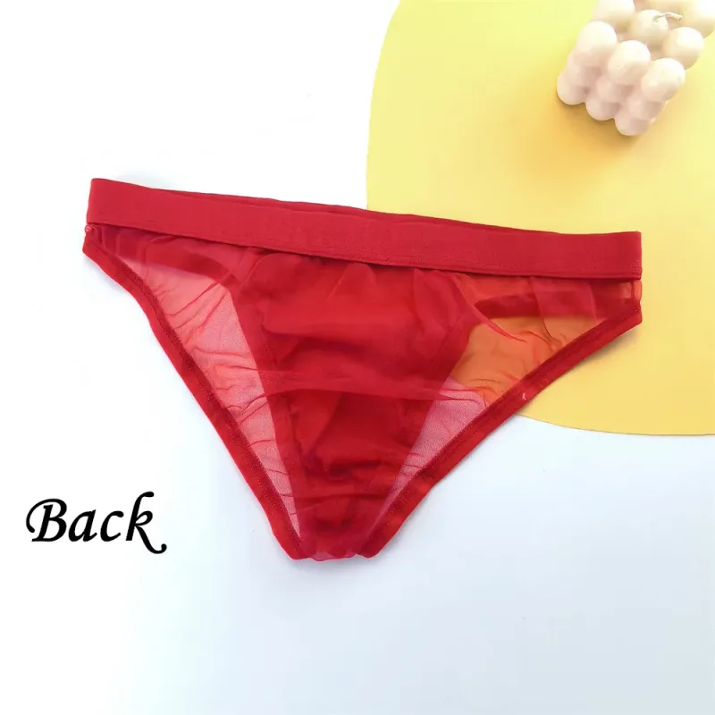 Cuecas masculinas de seda de cetim brilhante sexy cuecas de malha transparente calcinha masculina respirável de secagem rápida — image 4