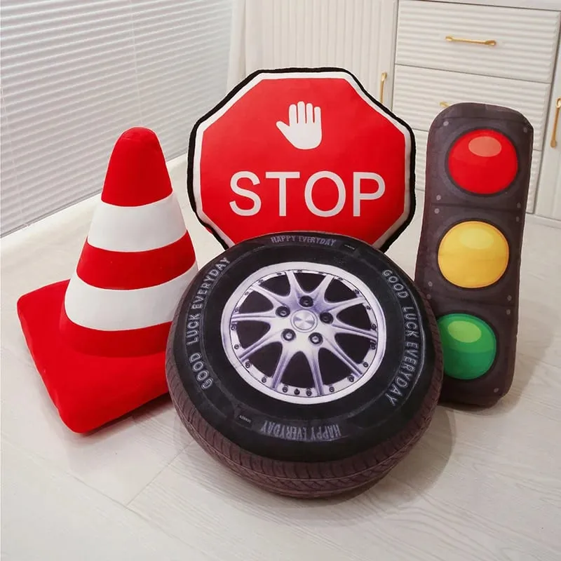 Σειρά φαναριού 40 εκατοστών Μαξιλάρι Stop Traffic Light Roadblock Tire Creative βελούδινα παιχνίδια Κατάλληλα για δώρα για παιδιά στο σπίτι Δώρα για αγόρια