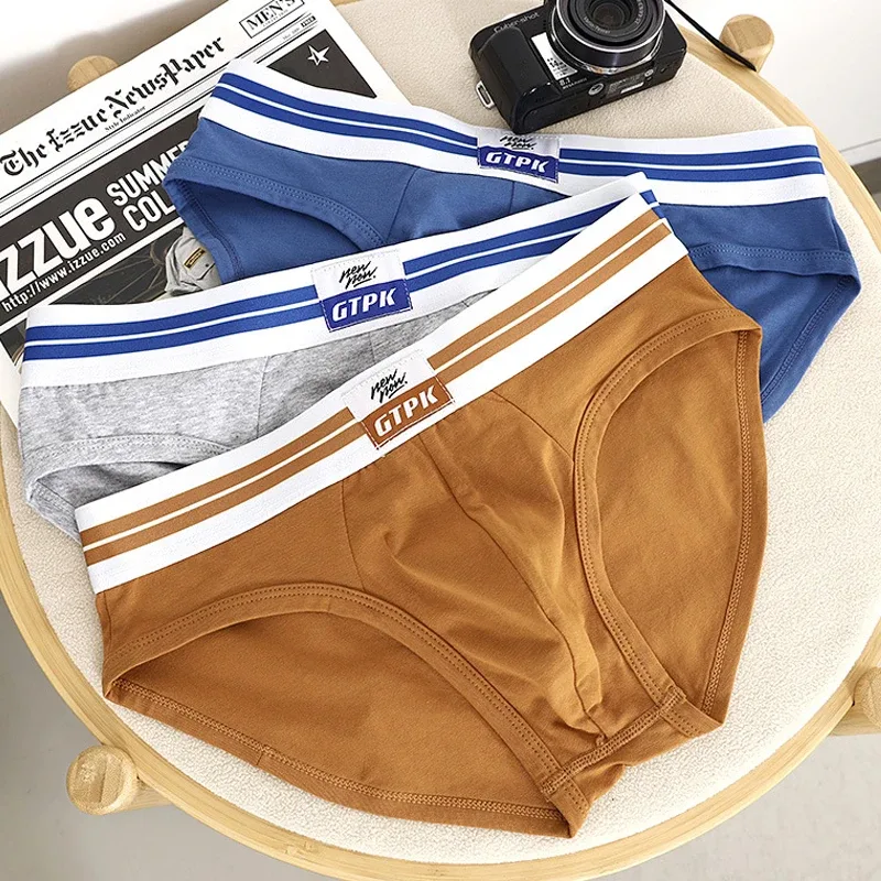 [Bloom the love] Märke 3st Cotton Brief Herr Underkläder Nya Herr Trosor Cuecas Masculina Homme Man Boxershorts Storlek M-3XL E099-HR