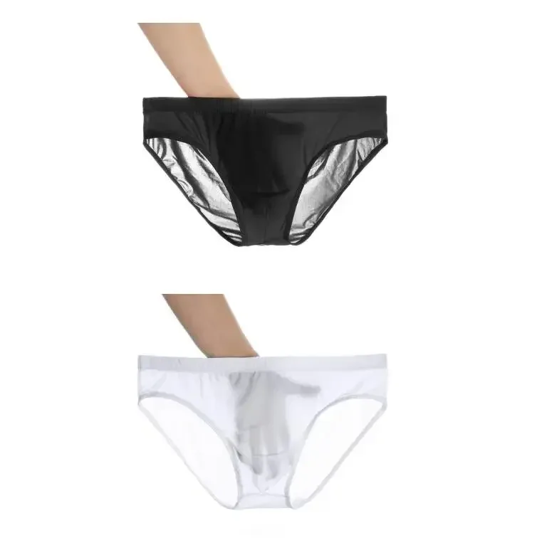 2 pçs ultra fino cuecas de seda gelo masculino plus size M-4XL cor sólida juventude translúcido cintura baixa respirável sexy calcinha masculina