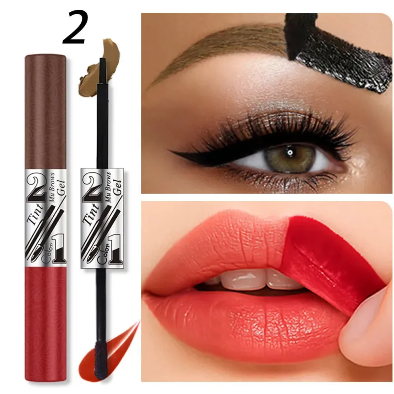 2in1 κραγιόν κραγιόν φρυδιών διπλής κεφαλής Tearable Lip Gloss Sexy Smooth Contour αδιάβροχο μακράς διαρκείας Lipgloss μακιγιάζ