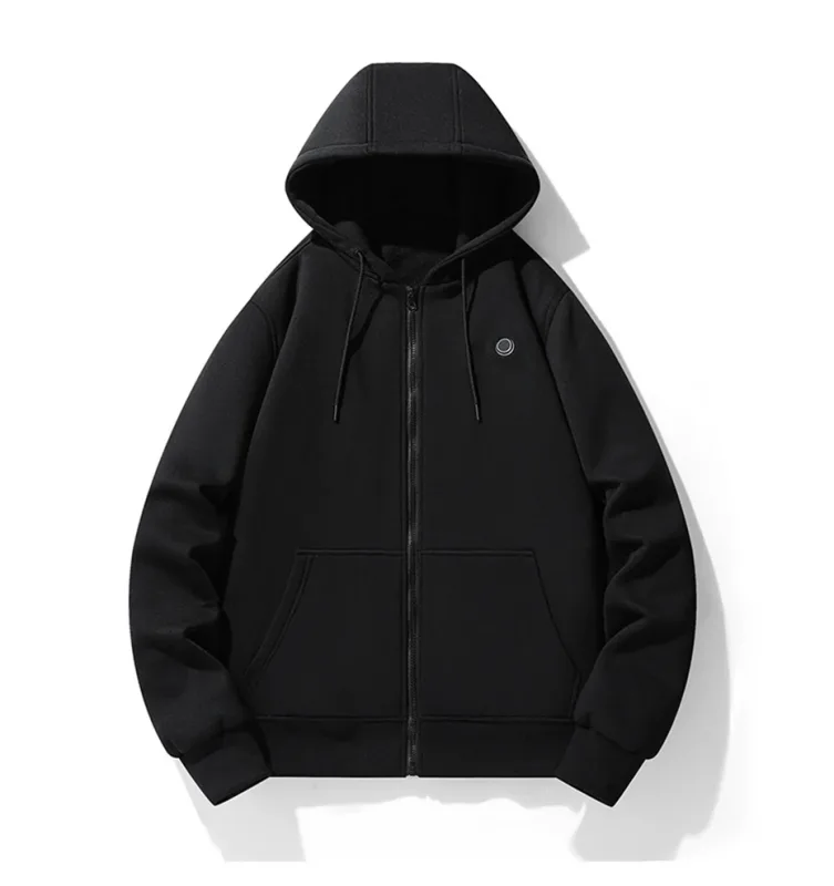 Hoodies de aquecimento usb masculino inverno elétrico aquecido hoodies jaquetas com zíper aquecido com capuz infravermelho 5 áreas de aquecimento jaqueta preto cinza — image 13