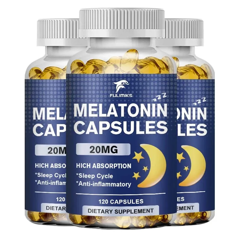 Συμπλήρωμα διατροφής μελατονίνης 20mg ύπνου 120 κάψουλες με γεύση φράουλα Περιέχει μελατονίνη - Υγιής ύπνος